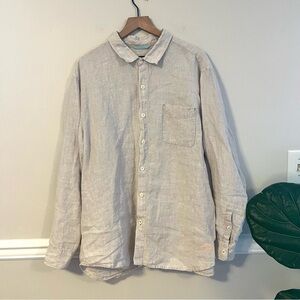 Tommy Bahama Men’s 100% Linen Shirt Size XXL Button Casual Beige Long Sleeve